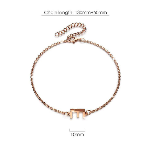 Bold Alphabet Letter Initial Charm Bracelet in Rose Gold Tone